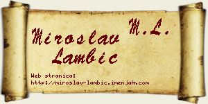 Miroslav Lambić vizit kartica